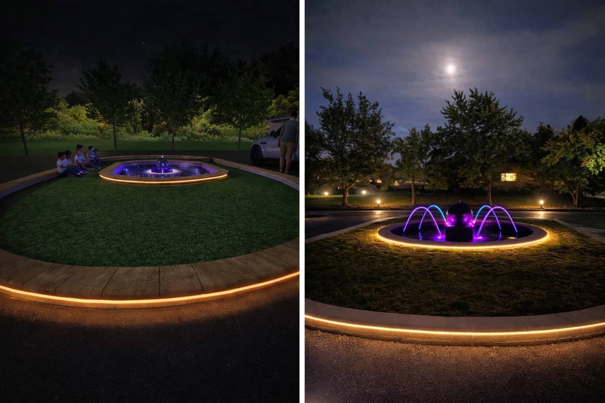 water fountain hardscape design