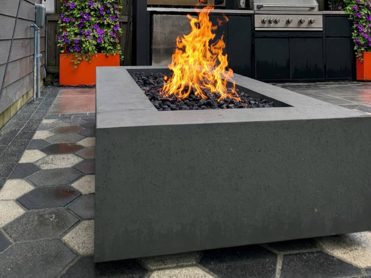 firepit with fire going