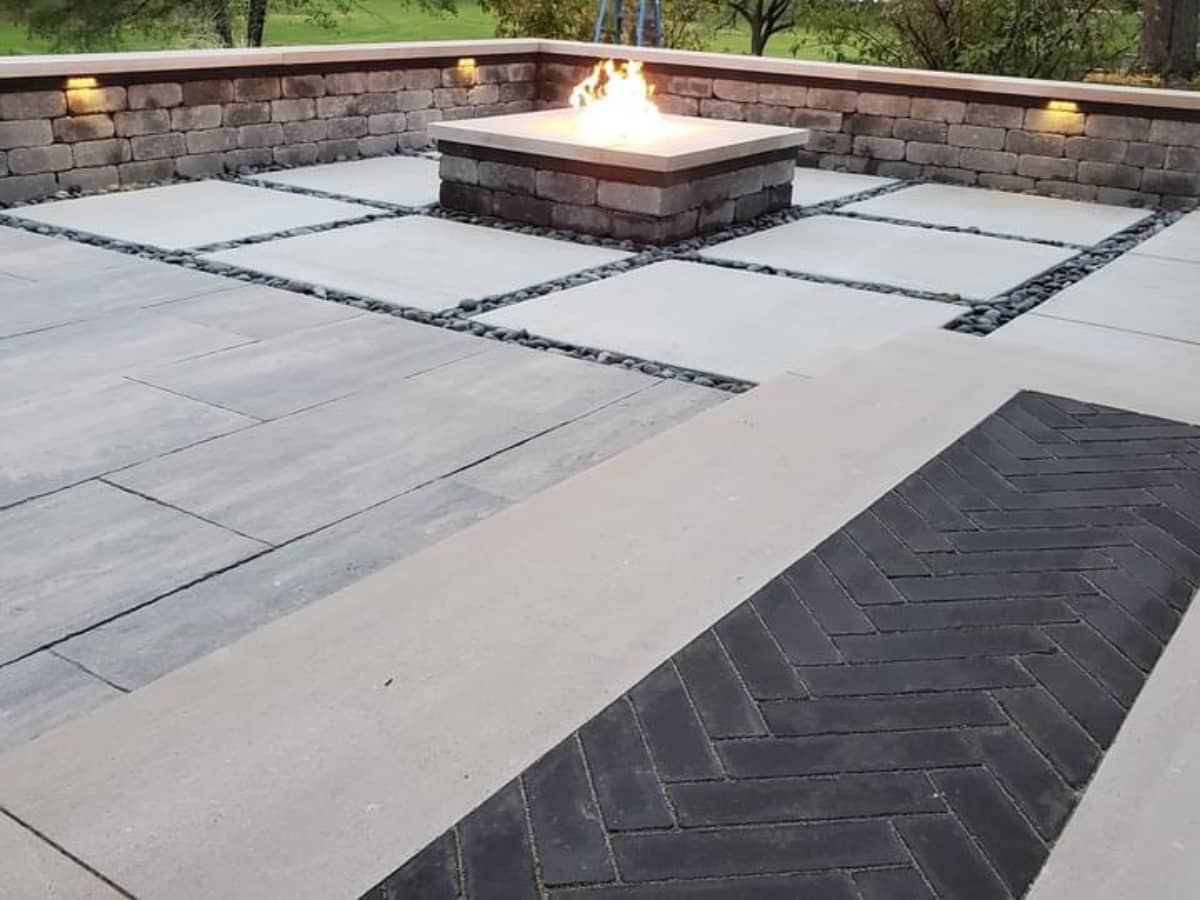 patio installation with new firepit