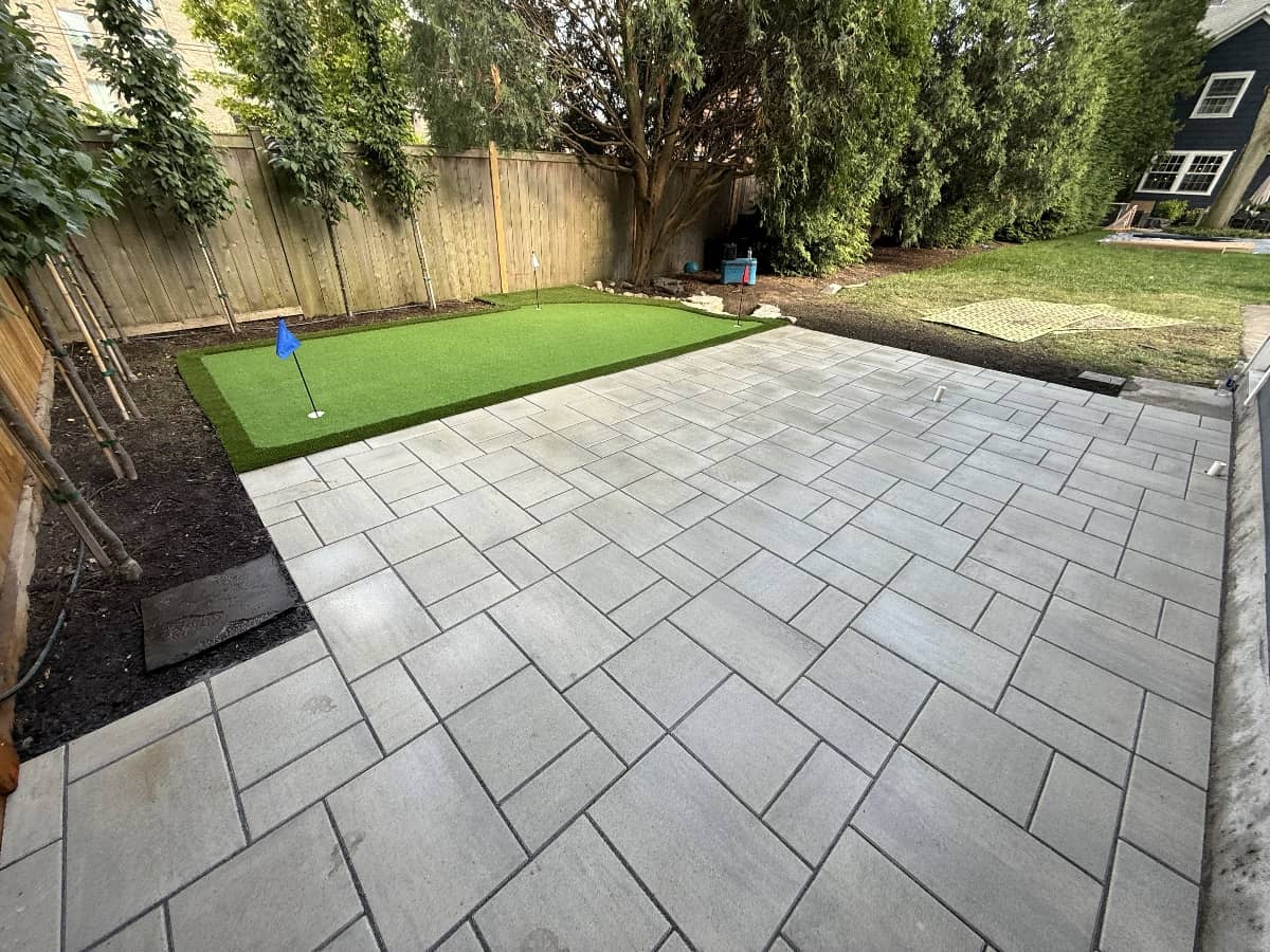 paver patio with turf installed