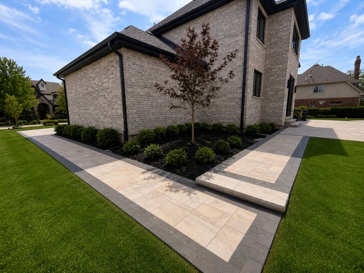 paver walkway installation with a turf replacement