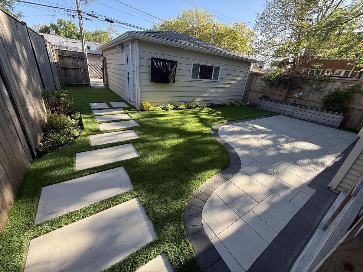 artifical grass and paver installation for a large residential home