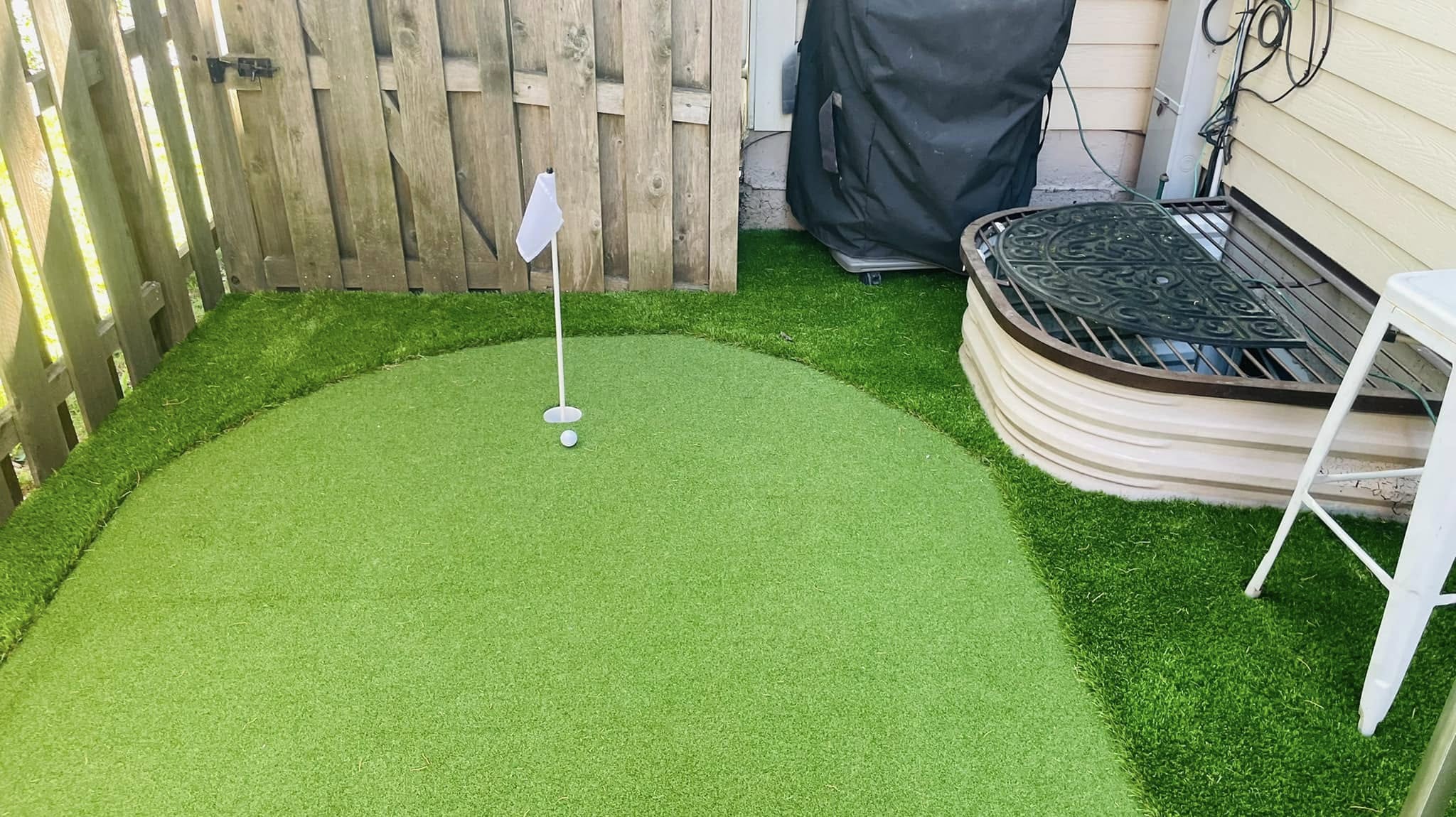 putting green install for a small backyard