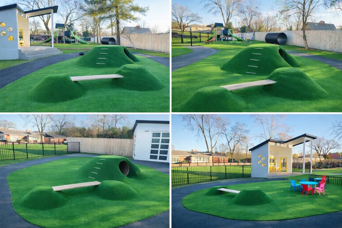 turf on playground with multiple views
