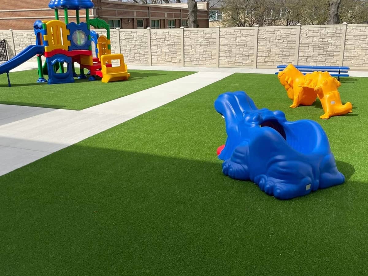 turf installed on a school playground